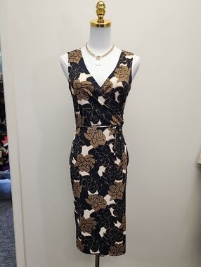 Spoiled Girl Black Floral Midi Dress 90s V Neck Sleeveless Slip Style Small